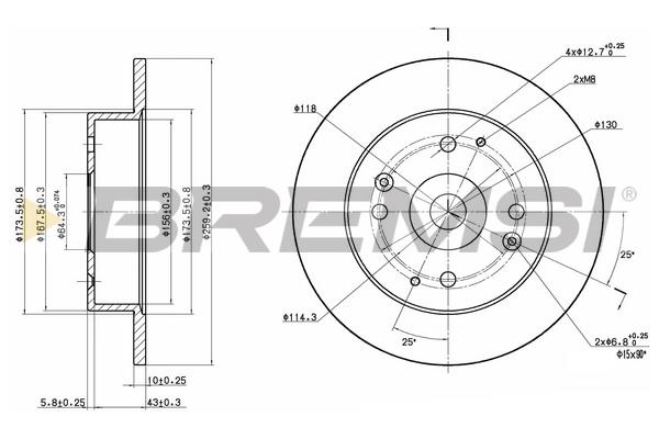 Bremsi DBA565S Rear brake disc, non-ventilated DBA565S: Buy near me in Poland at 2407.PL - Good price!