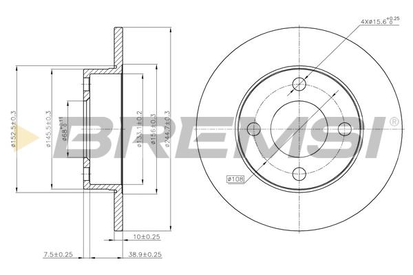 Bremsi DBA563S Тормозной диск задний невентилируемый DBA563S: Отличная цена - Купить в Польше на 2407.PL!