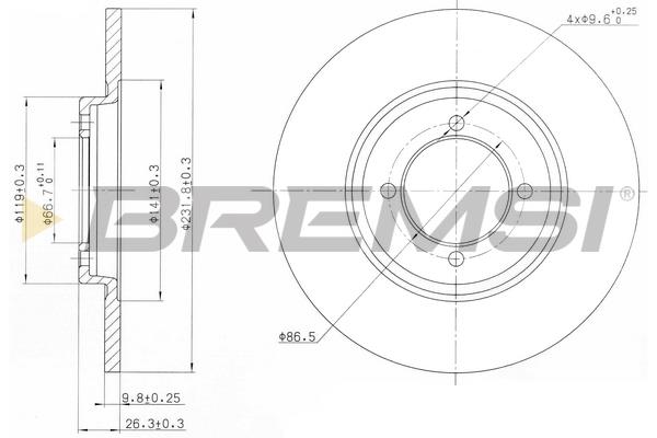 Bremsi DBA428S Тормозной диск передний невентилируемый DBA428S: Отличная цена - Купить в Польше на 2407.PL!