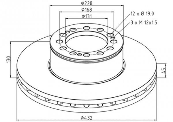 PE Automotive 036.121-00A Front brake disc ventilated 03612100A: Buy near me in Poland at 2407.PL - Good price!