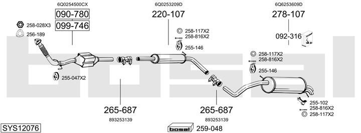 Bosal SYS12076 Exhaust system SYS12076: Buy near me in Poland at 2407.PL - Good price!