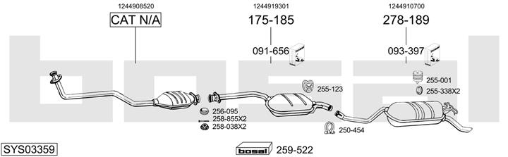 Bosal SYS03359 Система випуску відпрацьованих газів SYS03359: Приваблива ціна - Купити у Польщі на 2407.PL!
