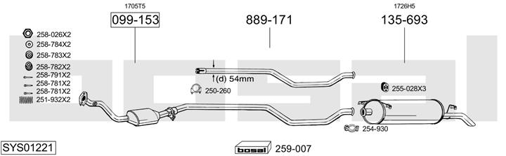 Bosal SYS01221 Exhaust system SYS01221: Buy near me in Poland at 2407.PL - Good price!