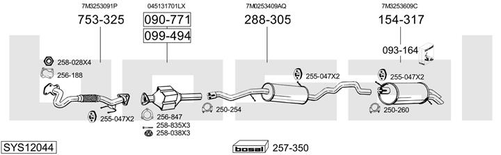 Bosal SYS12044 Система выпуска отработаных газов SYS12044: Отличная цена - Купить в Польше на 2407.PL!