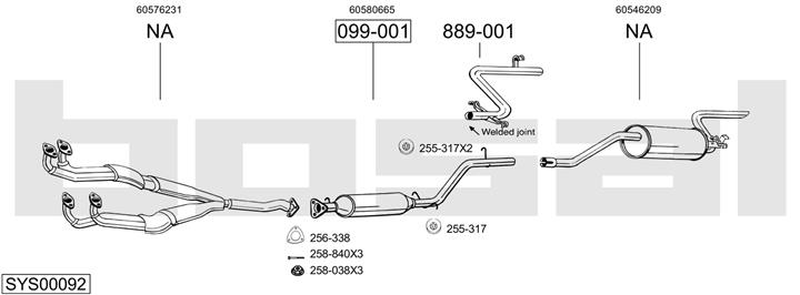 Bosal SYS00092 Exhaust system SYS00092: Buy near me in Poland at 2407.PL - Good price!