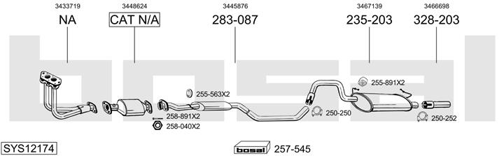 Bosal SYS12174 Система випуску відпрацьованих газів SYS12174: Приваблива ціна - Купити у Польщі на 2407.PL!
