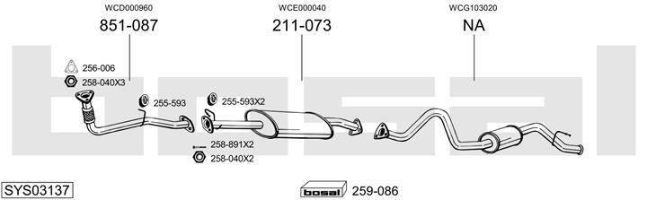 Bosal SYS03137 Система випуску відпрацьованих газів SYS03137: Приваблива ціна - Купити у Польщі на 2407.PL!