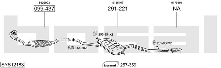 Bosal SYS12183 Система выпуска отработаных газов SYS12183: Отличная цена - Купить в Польше на 2407.PL!