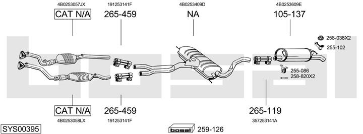 Bosal SYS00395 Exhaust system SYS00395: Buy near me in Poland at 2407.PL - Good price!
