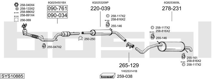 Bosal SYS10885 Система випуску відпрацьованих газів SYS10885: Приваблива ціна - Купити у Польщі на 2407.PL!