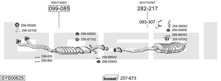 Bosal SYS00625 Exhaust system SYS00625: Buy near me in Poland at 2407.PL - Good price!