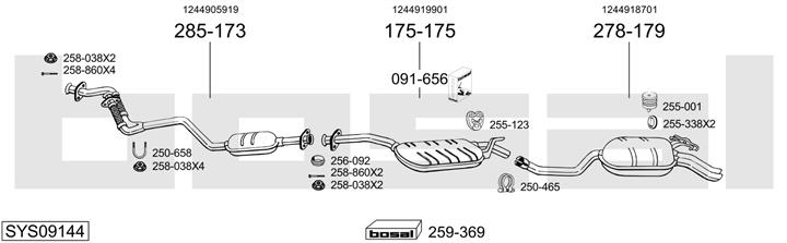 Bosal SYS09144 Система випуску відпрацьованих газів SYS09144: Приваблива ціна - Купити у Польщі на 2407.PL!