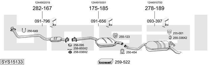 Bosal SYS15133 Система випуску відпрацьованих газів SYS15133: Приваблива ціна - Купити у Польщі на 2407.PL!