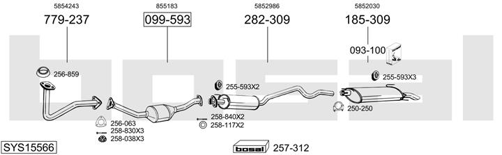 Bosal SYS15566 Система випуску відпрацьованих газів SYS15566: Приваблива ціна - Купити у Польщі на 2407.PL!