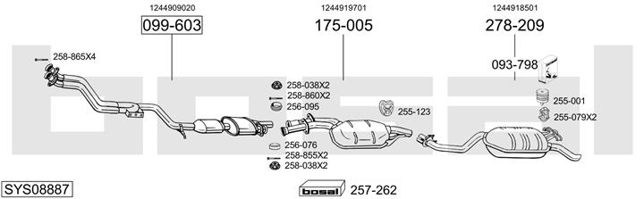 Bosal SYS08887 Система випуску відпрацьованих газів SYS08887: Приваблива ціна - Купити у Польщі на 2407.PL!