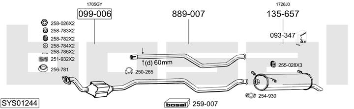 Bosal SYS01244 Exhaust system SYS01244: Buy near me in Poland at 2407.PL - Good price!