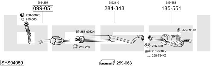 Bosal SYS04059 Система випуску відпрацьованих газів SYS04059: Приваблива ціна - Купити у Польщі на 2407.PL!
