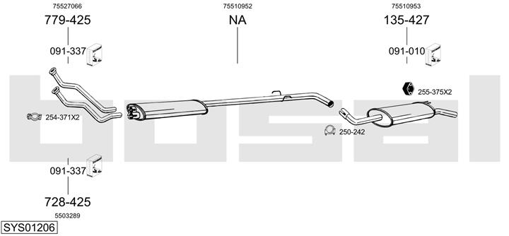 Bosal SYS01206 Система випуску відпрацьованих газів SYS01206: Приваблива ціна - Купити у Польщі на 2407.PL!