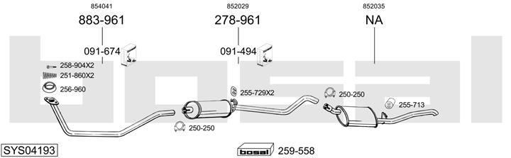 Bosal SYS04193 Exhaust system SYS04193: Buy near me in Poland at 2407.PL - Good price!