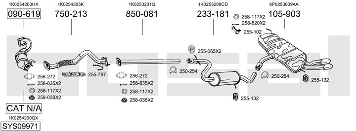 Bosal SYS09971 Система выпуска отработаных газов SYS09971: Отличная цена - Купить в Польше на 2407.PL!