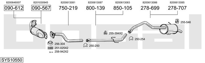 Bosal SYS10550 Система выпуска отработаных газов SYS10550: Отличная цена - Купить в Польше на 2407.PL!