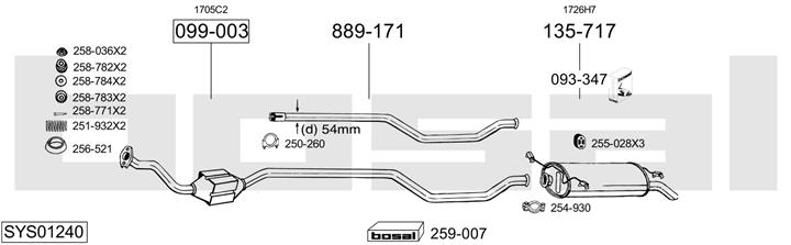 Bosal SYS01240 Система випуску відпрацьованих газів SYS01240: Приваблива ціна - Купити у Польщі на 2407.PL!