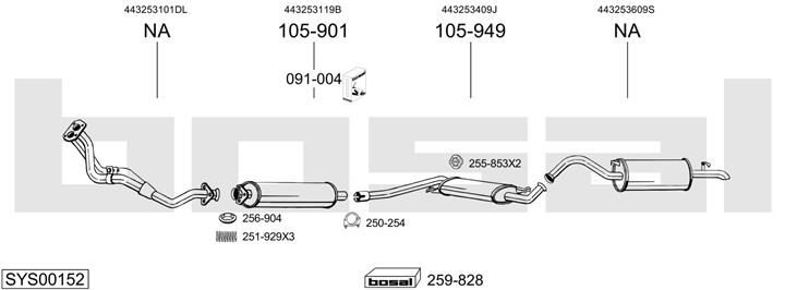 Bosal SYS00152 Система випуску відпрацьованих газів SYS00152: Приваблива ціна - Купити у Польщі на 2407.PL!