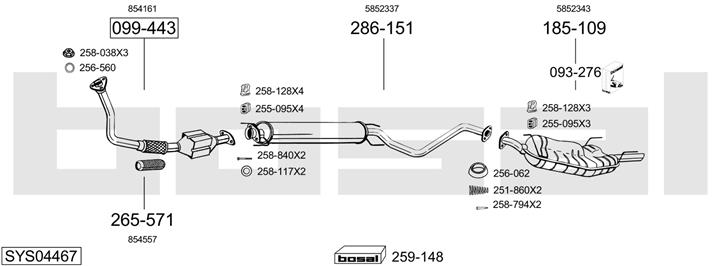 Bosal SYS04467 Система выпуска отработаных газов SYS04467: Отличная цена - Купить в Польше на 2407.PL!