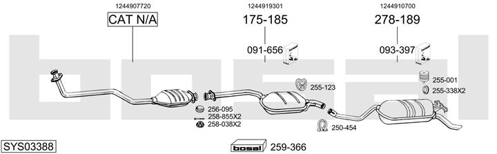 Bosal SYS03388 Система випуску відпрацьованих газів SYS03388: Приваблива ціна - Купити у Польщі на 2407.PL!