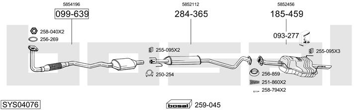 Bosal SYS04076 Система выпуска отработаных газов SYS04076: Отличная цена - Купить в Польше на 2407.PL!