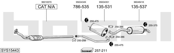 Bosal SYS15443 Система випуску відпрацьованих газів SYS15443: Приваблива ціна - Купити у Польщі на 2407.PL!