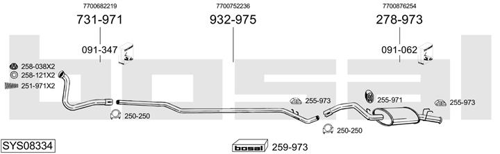 Bosal SYS08334 Exhaust system SYS08334: Buy near me in Poland at 2407.PL - Good price!