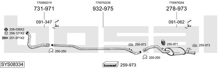 Bosal SYS08334 Система выпуска отработаных газов SYS08334: Отличная цена - Купить в Польше на 2407.PL!