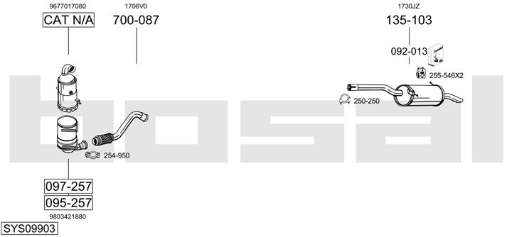 Bosal SYS09903 Система випуску відпрацьованих газів SYS09903: Приваблива ціна - Купити у Польщі на 2407.PL!