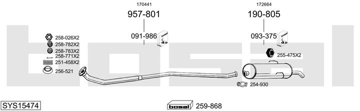 Bosal SYS15474 Система випуску відпрацьованих газів SYS15474: Приваблива ціна - Купити у Польщі на 2407.PL!