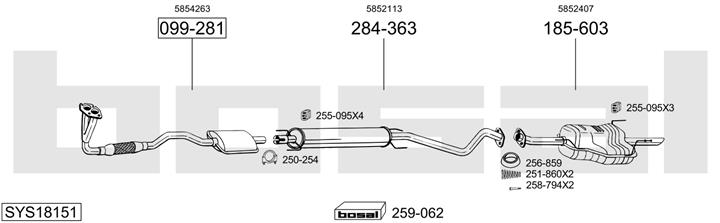 Bosal SYS18151 Schalldaempfer, komplett SYS18151: Kaufen Sie zu einem guten Preis in Polen bei 2407.PL!