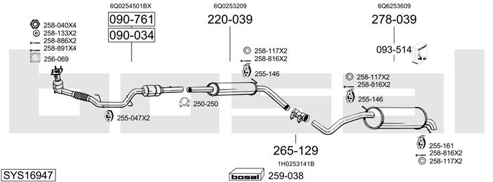 Bosal SYS16947 Muffler assy SYS16947: Buy near me in Poland at 2407.PL - Good price!