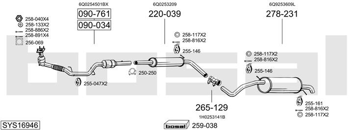 Bosal SYS16946 Muffler assy SYS16946: Buy near me in Poland at 2407.PL - Good price!