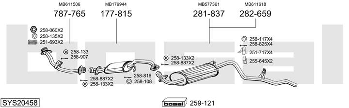Bosal SYS20458 Schalldaempfer, komplett SYS20458: Kaufen Sie zu einem guten Preis in Polen bei 2407.PL!