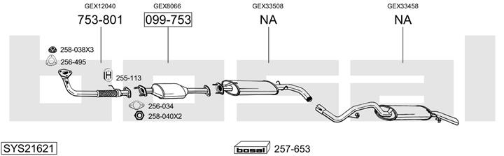 Bosal SYS21621 Muffler assy SYS21621: Buy near me in Poland at 2407.PL - Good price!