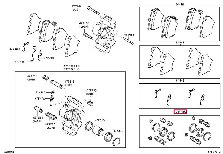 Toyota 04479-20340 Zestaw naprawczy, zacisk hamulca 0447920340: Dobra cena w Polsce na 2407.PL - Kup Teraz!