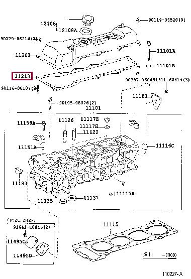 Toyota 11213-75020 Gasket, cylinder head cover 1121375020: Buy near me in Poland at 2407.PL - Good price!