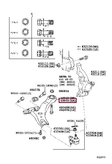 Toyota 48069-33060 Suspension arm front lower left 4806933060: Buy near me in Poland at 2407.PL - Good price!