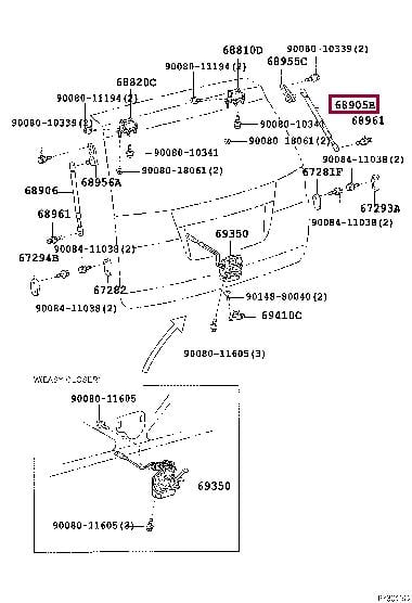 Toyota 68905-AE015 Sprężyna gazowa 68905AE015: Dobra cena w Polsce na 2407.PL - Kup Teraz!