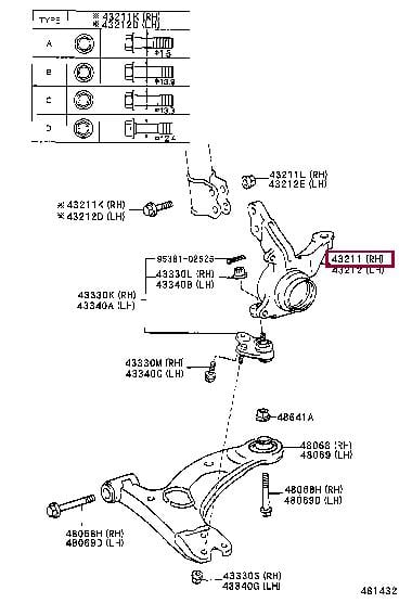 Toyota 43211-19015 Кулак поворотний 4321119015: Приваблива ціна - Купити у Польщі на 2407.PL!