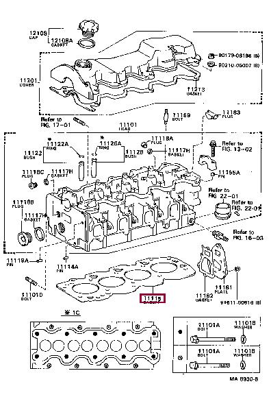 Toyota 11115-64190-05 Прокладка ГБЦ 111156419005: Приваблива ціна - Купити у Польщі на 2407.PL!