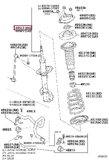 

amortyzator przedni prawy 485108z156 Toyota