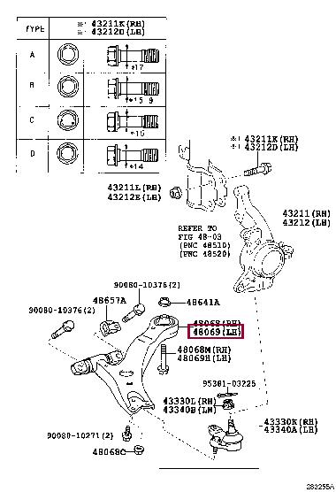 Toyota 48069-06150 Suspension arm front lower right 4806906150: Buy near me in Poland at 2407.PL - Good price!
