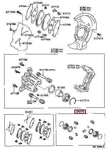 Toyota 04479-33010 Repair Kit, brake caliper 0447933010: Buy near me in Poland at 2407.PL - Good price!