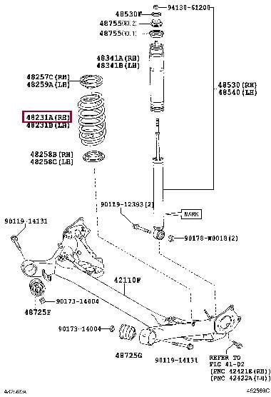 Toyota 48231-02550 Sprężyna zawieszenia tylna 4823102550: Dobra cena w Polsce na 2407.PL - Kup Teraz!